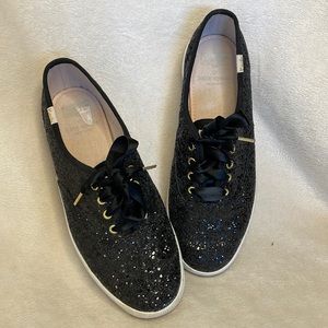 Keds x Kate Spade black glitter sneakers size 6.5